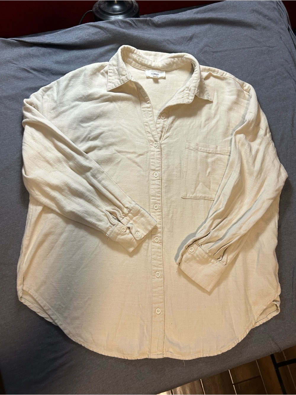 Hersy Women's Cream Button-Down Shirt - Relaxed Collared Top Linen and Cotton